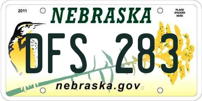 NE license plate DFS283