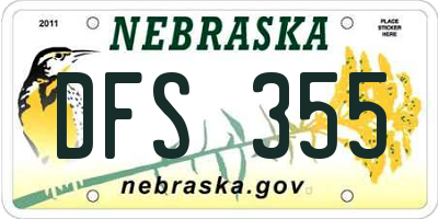 NE license plate DFS355