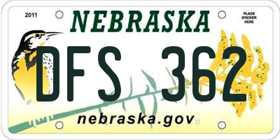 NE license plate DFS362