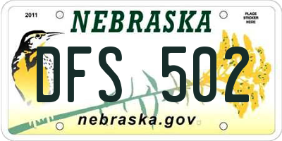 NE license plate DFS502