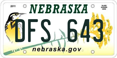 NE license plate DFS643