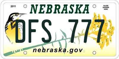 NE license plate DFS777