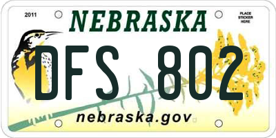 NE license plate DFS802