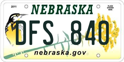 NE license plate DFS840