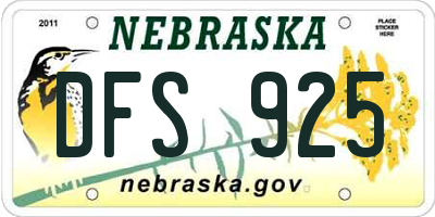 NE license plate DFS925