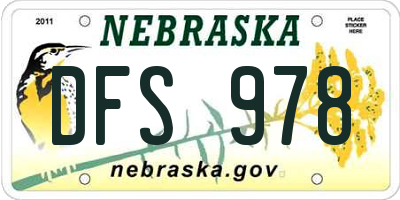 NE license plate DFS978