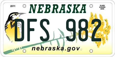 NE license plate DFS982