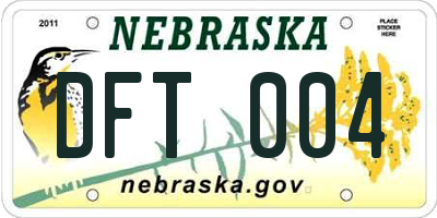 NE license plate DFT004