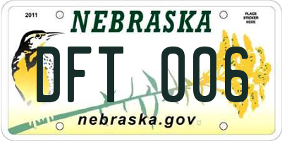NE license plate DFT006