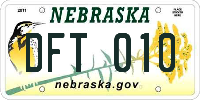 NE license plate DFT010