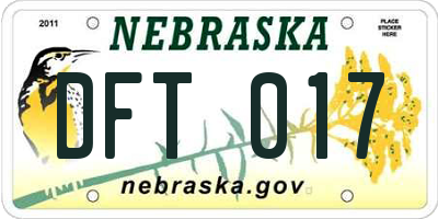 NE license plate DFT017