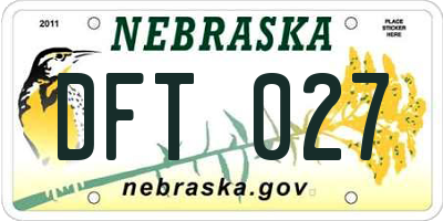 NE license plate DFT027