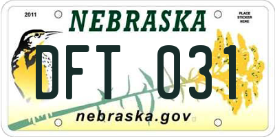 NE license plate DFT031