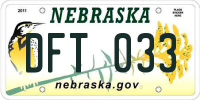 NE license plate DFT033