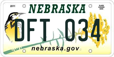 NE license plate DFT034