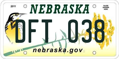 NE license plate DFT038