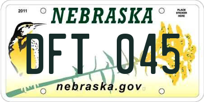 NE license plate DFT045
