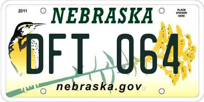 NE license plate DFT064