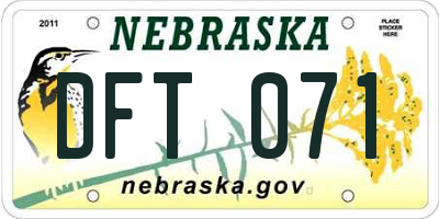 NE license plate DFT071