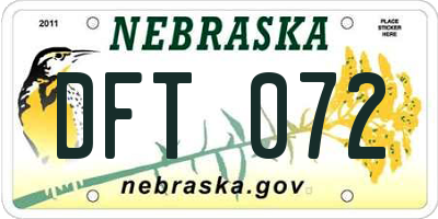 NE license plate DFT072