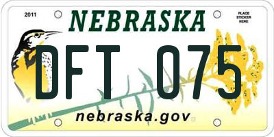 NE license plate DFT075