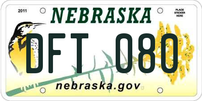 NE license plate DFT080