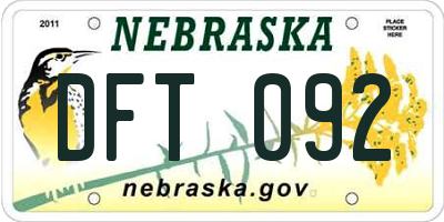 NE license plate DFT092