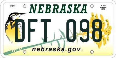 NE license plate DFT098