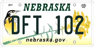 NE license plate DFT102