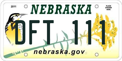NE license plate DFT111