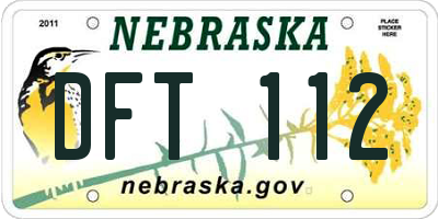 NE license plate DFT112