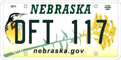 NE license plate DFT117