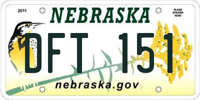 NE license plate DFT151