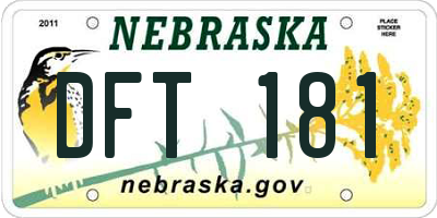 NE license plate DFT181