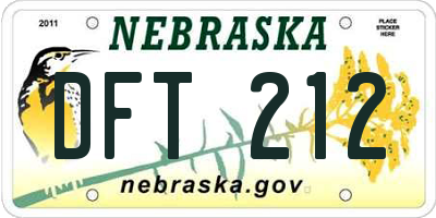 NE license plate DFT212