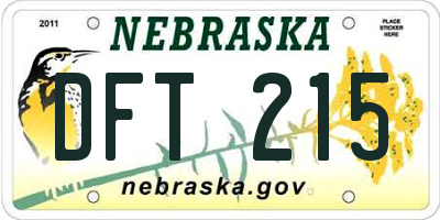NE license plate DFT215