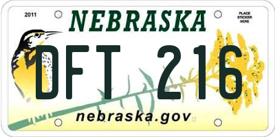 NE license plate DFT216