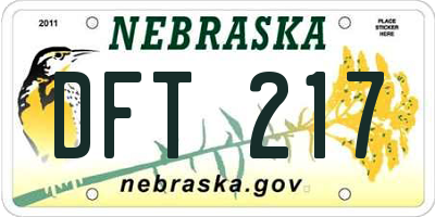 NE license plate DFT217