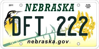 NE license plate DFT222