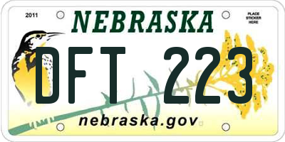 NE license plate DFT223