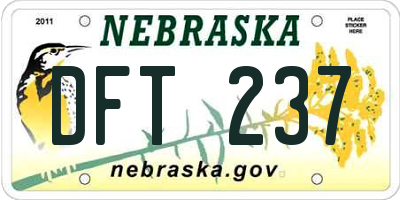 NE license plate DFT237