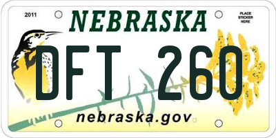 NE license plate DFT260