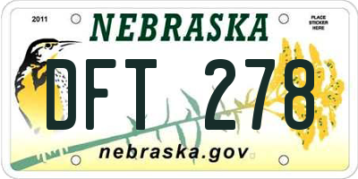 NE license plate DFT278