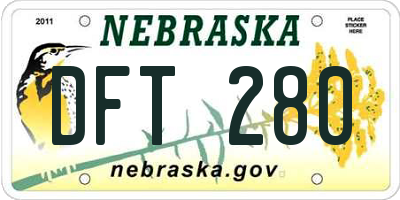 NE license plate DFT280