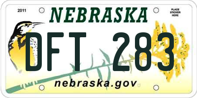 NE license plate DFT283