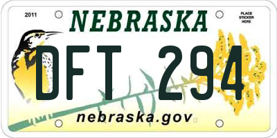 NE license plate DFT294