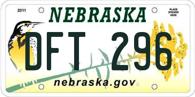 NE license plate DFT296