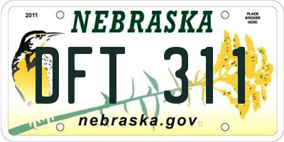 NE license plate DFT311