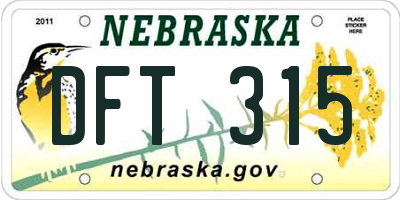 NE license plate DFT315