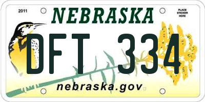 NE license plate DFT334